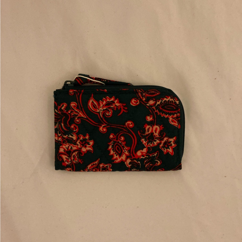 Vera Bradley Red Floral Zip Card Pouch